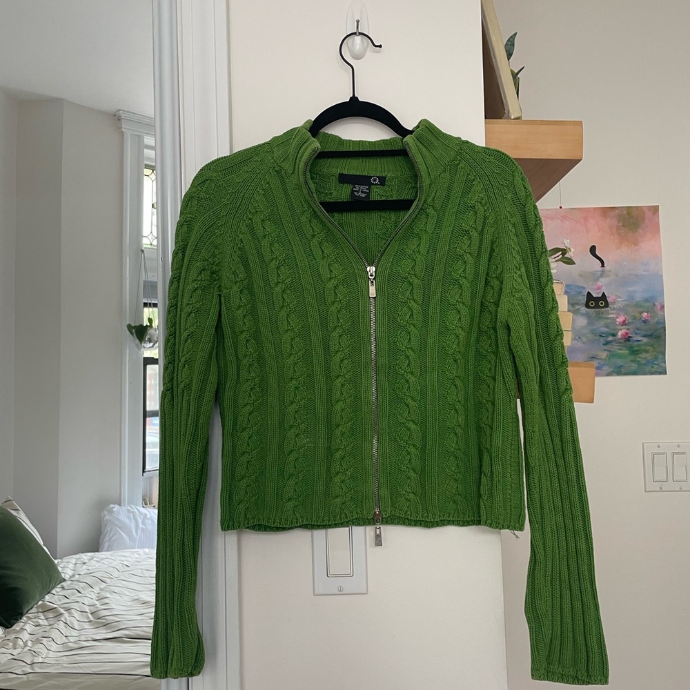 Green Cable Knit Women's Sweater